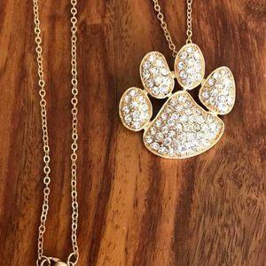 GOLD TONE PET PAW NECKLACE